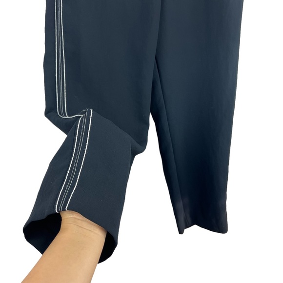 Aritzia Wilfred Black Tie-Front Pant White Striped Sided Trouser Size 8 - Picture 10 of 16